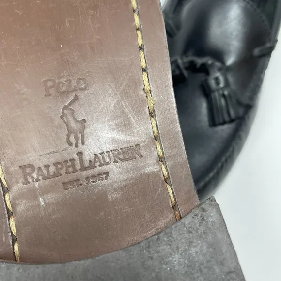 Polo Ralph Lauren Mens Size 11 D Shoes Loafers Black Leather Tassel Tassels