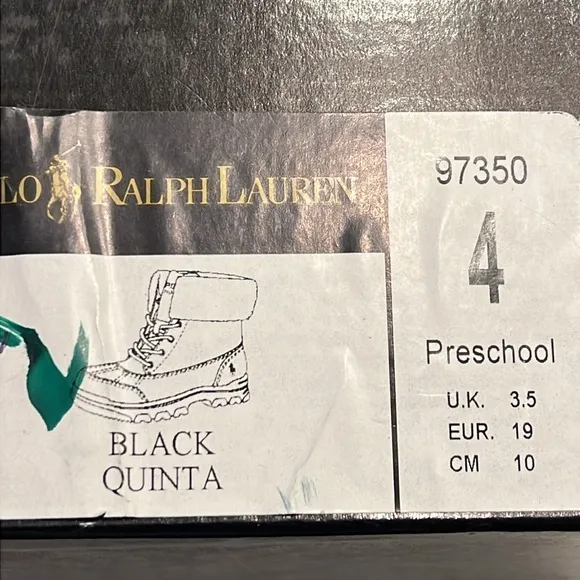 Polo Ralph Lauren Quinta Boots Black Sheep new Toddler boys girls Size 4