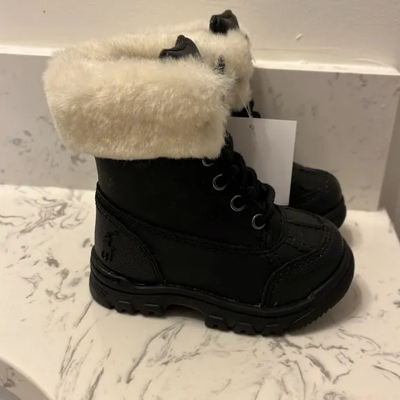 Polo Ralph Lauren Quinta Boots Black Sheep new Toddler boys girls Size 4