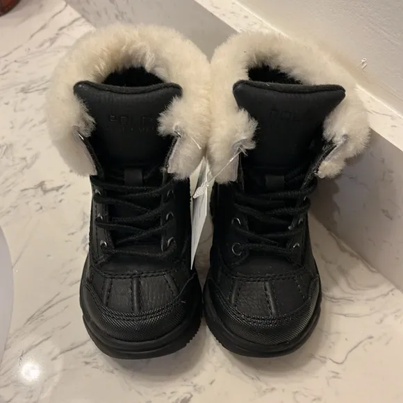 Polo Ralph Lauren Quinta Boots Black Sheep new Toddler boys girls Size 4