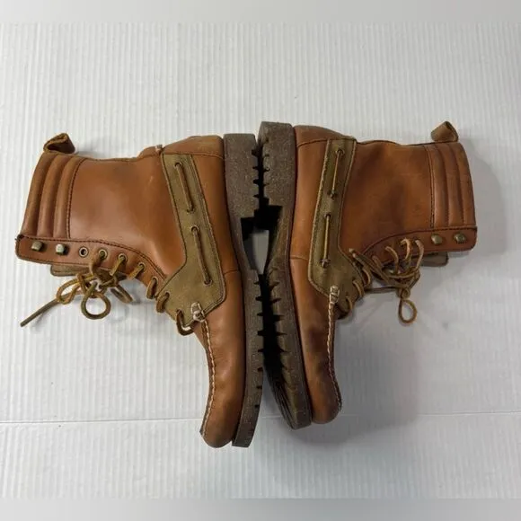 Polo Ralph Lauren Regiment Brown Leather Ankle Boots size 10.5 D