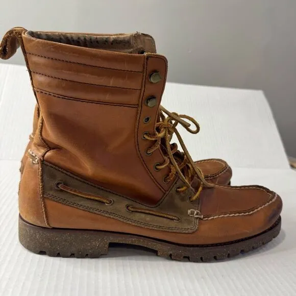 Polo Ralph Lauren Regiment Brown Leather Ankle Boots size 10.5 D