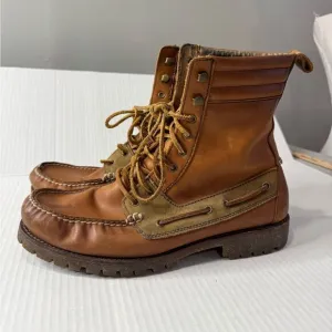 Polo Ralph Lauren Regiment Brown Leather Ankle Boots size 10.5 D