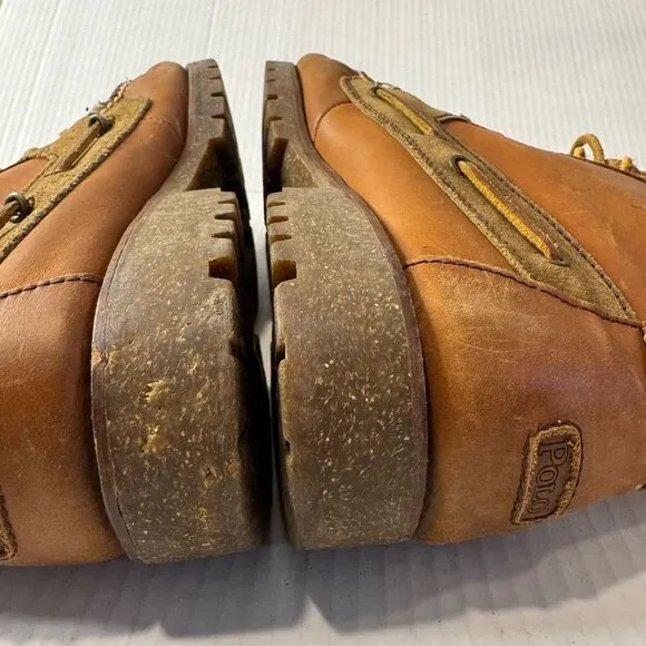Polo Ralph Lauren Regiment Brown Leather Ankle Boots size 10.5 D