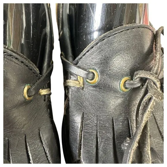 Polo Ralph Lauren Vintage Black Leather Tassel Loafers Men's Size 9 D