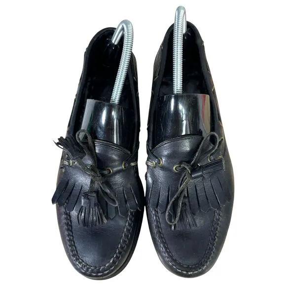 Polo Ralph Lauren Vintage Black Leather Tassel Loafers Men's Size 9 D