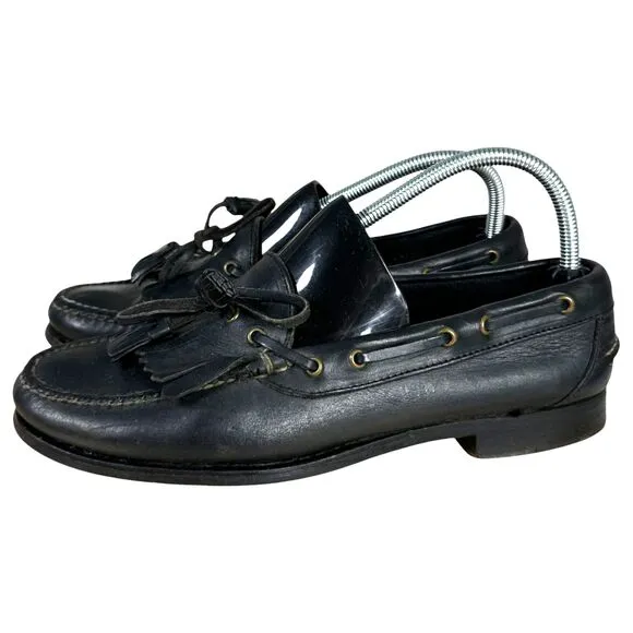 Polo Ralph Lauren Vintage Black Leather Tassel Loafers Men's Size 9 D