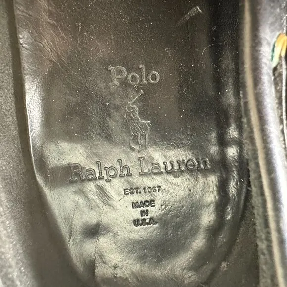 Polo Ralph Lauren Vintage Black Leather Tassel Loafers Men's Size 9 D