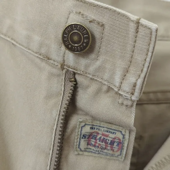 Polo Ralph Lauren Y2K Vintage 650 Straight Leg Talon Zip Chino Pants Khaki 34/30