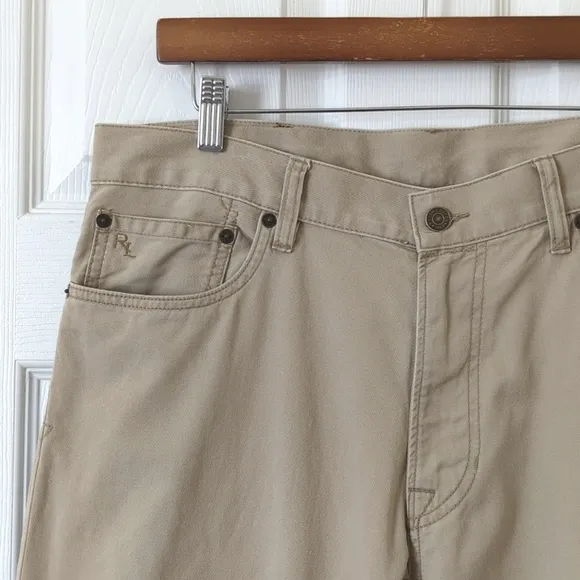 Polo Ralph Lauren Y2K Vintage 650 Straight Leg Talon Zip Chino Pants Khaki 34/30