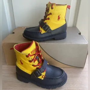 Polo Toddler Ranger Boots Yellow/ Navy Leather - SZ 9 C