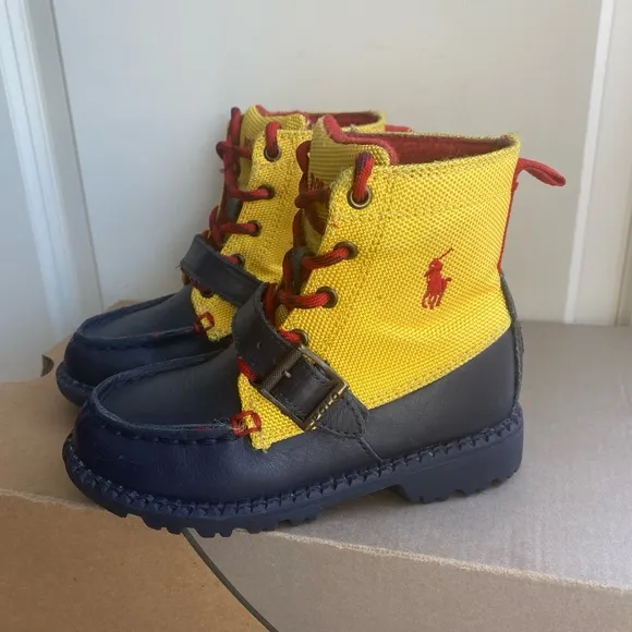 Polo Toddler Ranger Boots Yellow/ Navy Leather - SZ 9 C