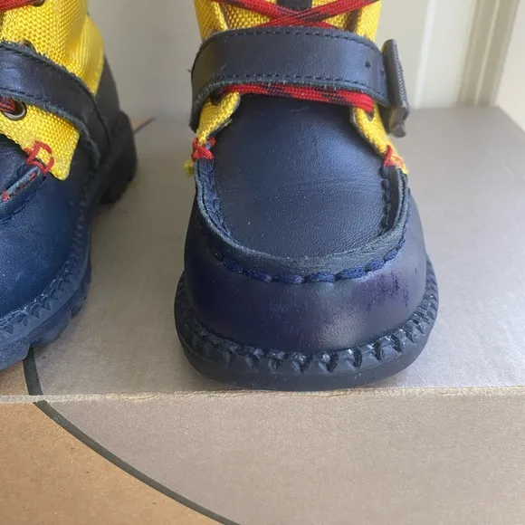 Polo Toddler Ranger Boots Yellow/ Navy Leather - SZ 9 C