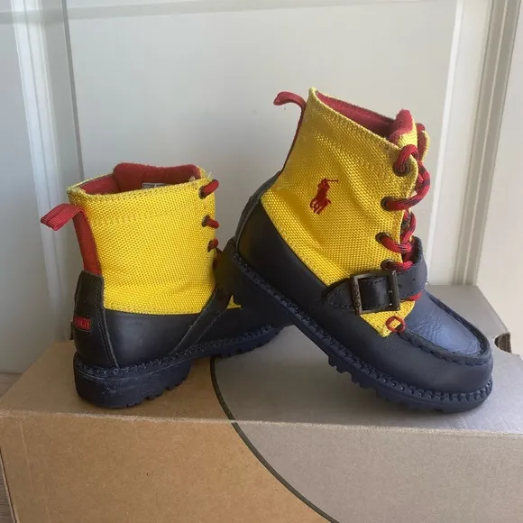 Polo Toddler Ranger Boots Yellow/ Navy Leather - SZ 9 C