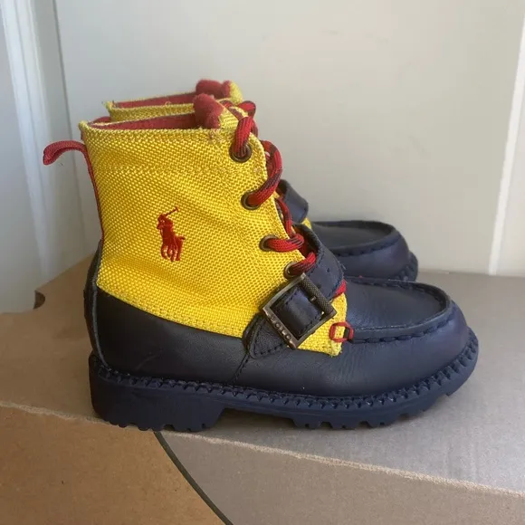 Polo Toddler Ranger Boots Yellow/ Navy Leather - SZ 9 C