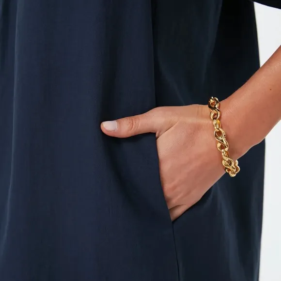 POMANDER PLACE Deep Navy Finley Flutter Sleeve Dress