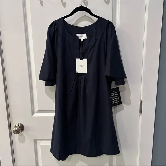 POMANDER PLACE Deep Navy Finley Flutter Sleeve Dress