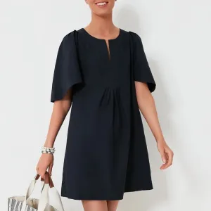 POMANDER PLACE Deep Navy Finley Flutter Sleeve Dress