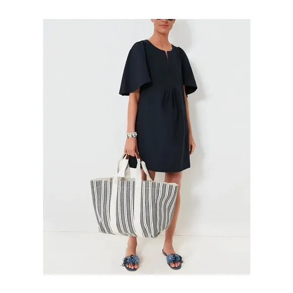 POMANDER PLACE Deep Navy Finley Flutter Sleeve Dress