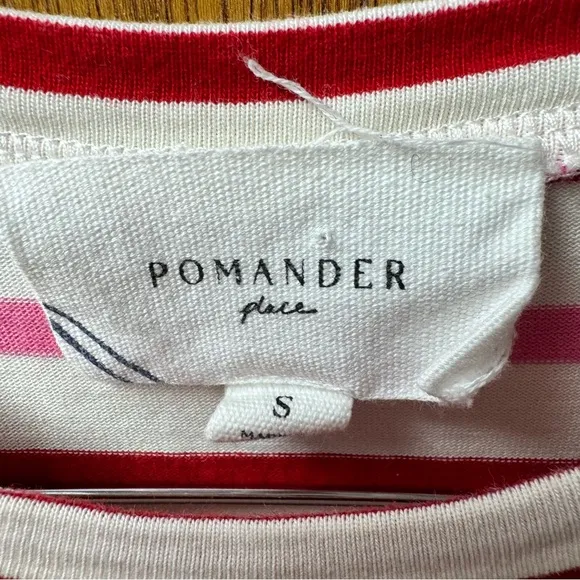Pomander Place Gio Stripe Short Sleeve Long Maxi Dress Red Pink Small S