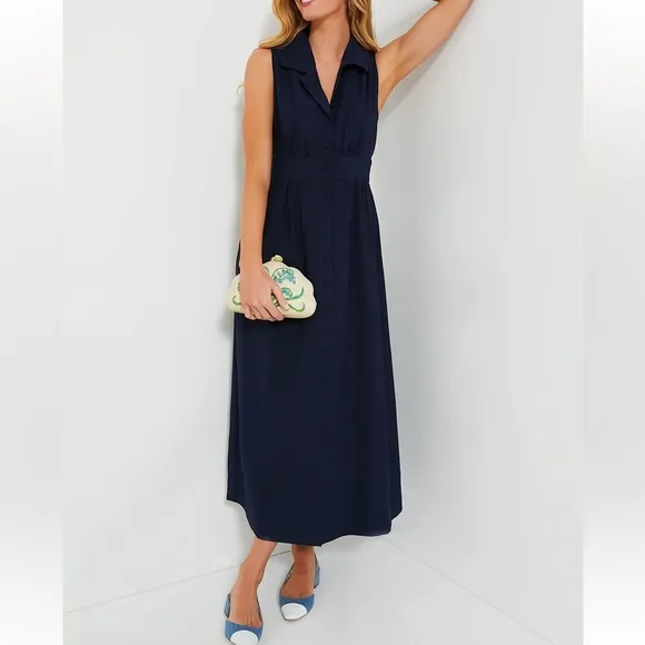 POMANDER PLACE Navy Sleeveless Noelle Maxi Dress