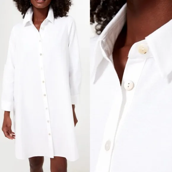 POMANDER PLACE White Oxford Harris Shirt Dress