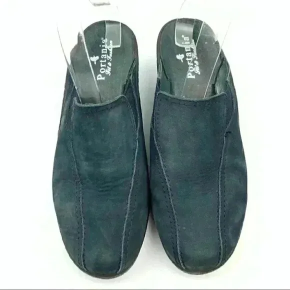 Portania clogs size 39 navy blue nubuck suede
