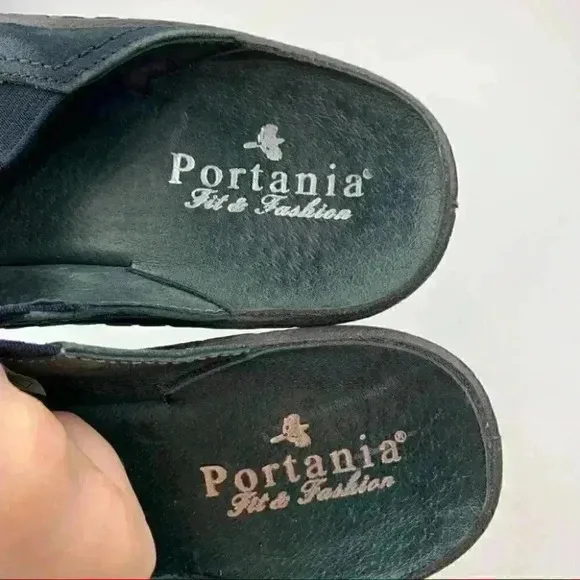 Portania clogs size 39 navy blue nubuck suede