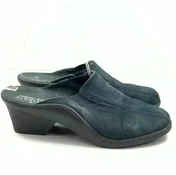 Portania clogs size 39 navy blue nubuck suede