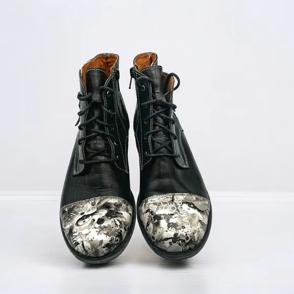 Portofino Women’s Black and White Print Ankle Boots Size 38 EU