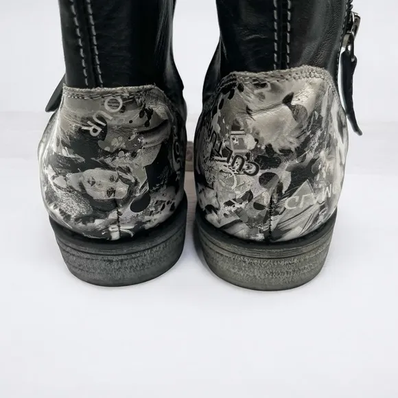 Portofino Women’s Black and White Print Ankle Boots Size 38 EU