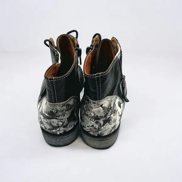Portofino Women’s Black and White Print Ankle Boots Size 38 EU