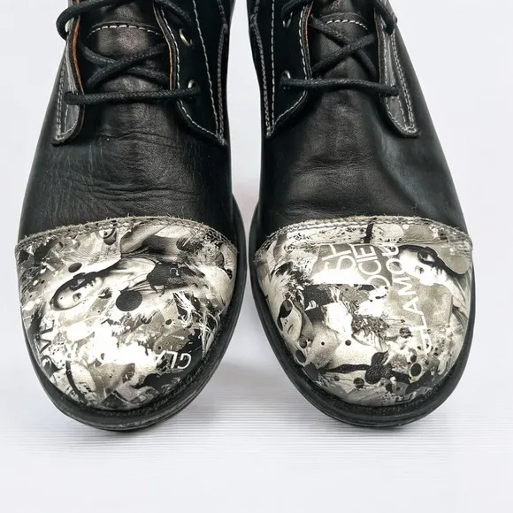 Portofino Women’s Black and White Print Ankle Boots Size 38 EU
