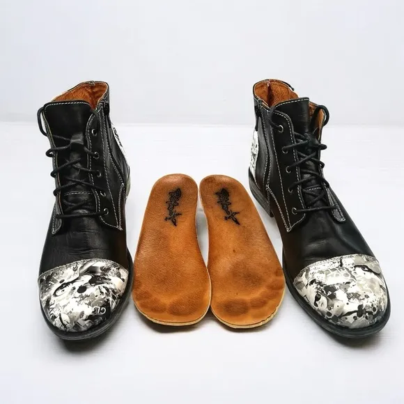 Portofino Women’s Black and White Print Ankle Boots Size 38 EU