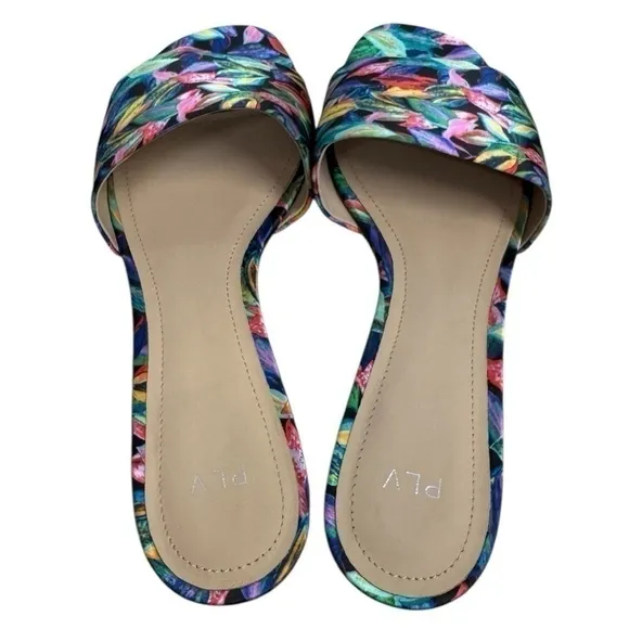 Pour La Victoire x Anthro Slide Sandals Excellent Bright Satin Upper Women’s 10