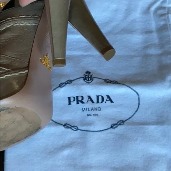 Prada Beige Platform Peeptoe Sandals