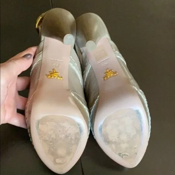 Prada Beige Platform Peeptoe Sandals