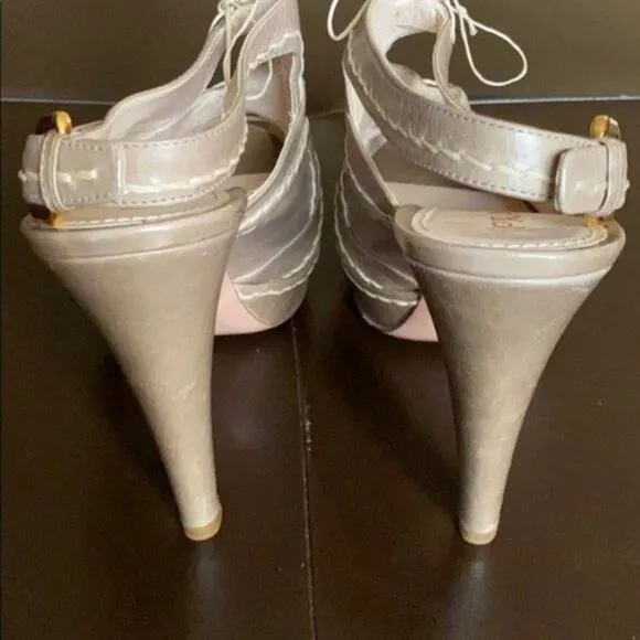 Prada Beige Platform Peeptoe Sandals