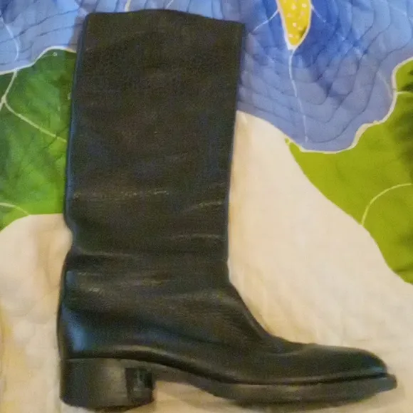 Prada Black Leather Riding Boots Authentic 38.5