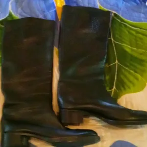 Prada Black Leather Riding Boots Authentic 38.5