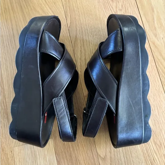 Prada Black Leather Sandals Size 37.5