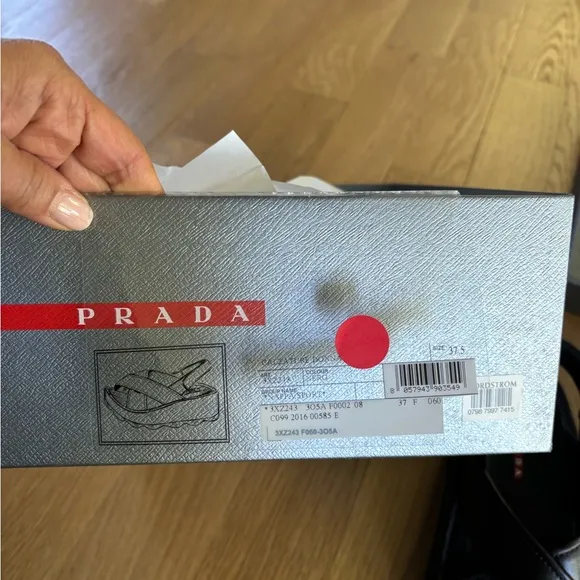 Prada Black Leather Sandals Size 37.5