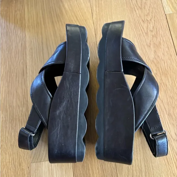 Prada Black Leather Sandals Size 37.5