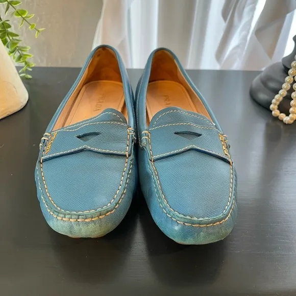 Prada Blue Loafers Size 37.5 (US Size 7.5)