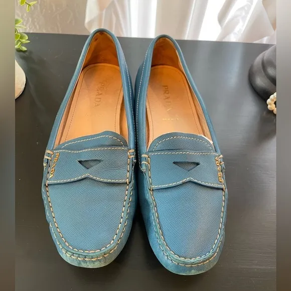 Prada Blue Loafers Size 37.5 (US Size 7.5)