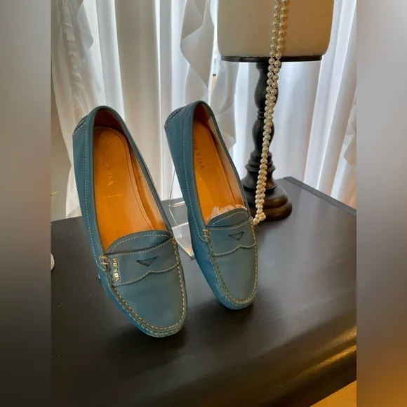 Prada Blue Loafers Size 37.5 (US Size 7.5)