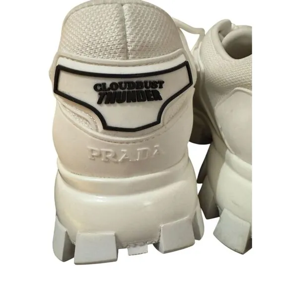 Prada Cloudbust Thunder Unisex White Low Top Sneakers Casual Athletic size 44