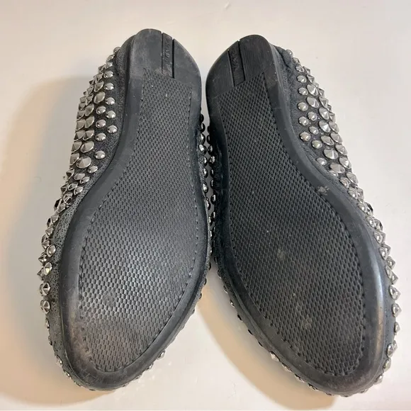 Prada Studded and Jeweled Black Leather Loafers Size 36.5 or US 6.5