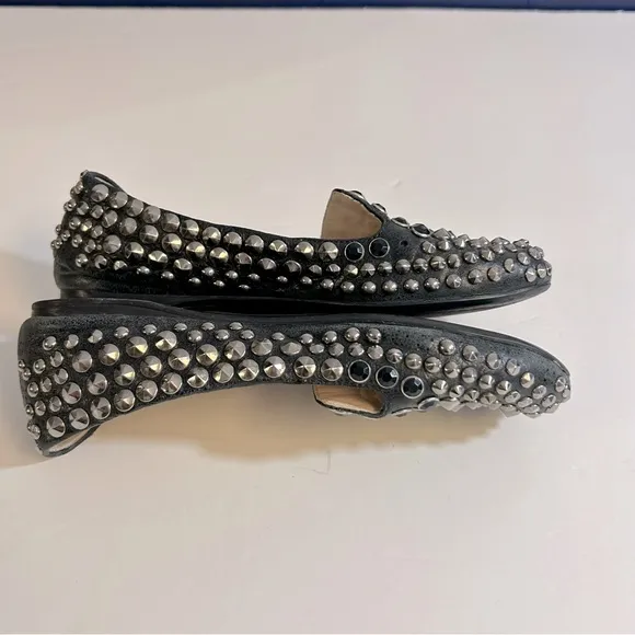 Prada Studded and Jeweled Black Leather Loafers Size 36.5 or US 6.5