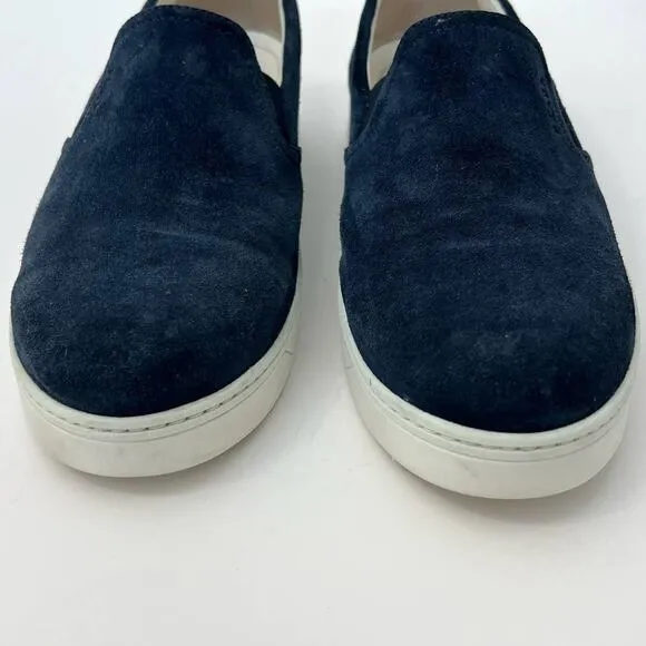 Prada Suede Loafers Slip-On Sneakers Navy Blue | Size: 41.5 Women's